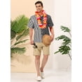 thumbnail image 3 of INSPIRE CHIC Camisa hawaiana de manga corta con botones y lunares a rayas de verano negro S, 3 of 6
