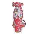 thumbnail image 2 of BLISSFUL STEP Women Buckle Block Heel Ankle Strap Open Toe Sandals Red-Floral 5, 2 of 8