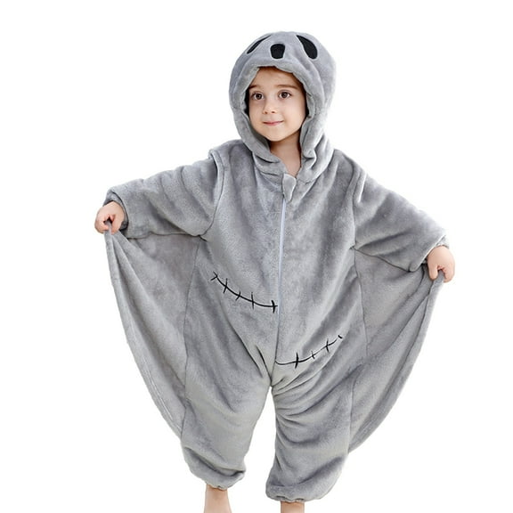 XIMIN Unisex Anime Halloween One Piece Christmas Pajamas Costume Bat Jumpsuit Kids Boys Girls Onesie Party Animals Cosplay Pajamas