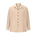 thumbnail image 3 of BiZtdJrK Mens Button Down Shirt 2025 Summer Lightweight Cotton Linen Beach Tops Solid Casual Long Sleeve Spread Collar Shirts Going Out Tops Khaki S Saving Sales, 3 of 6
