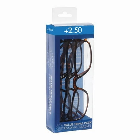 Dr. Dean Edell Plastic Reading Glasses,  2.50, Pack Of 3