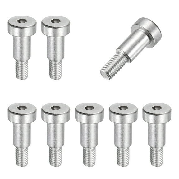 8 Pcs 304 Stainless Steel Shoulder Bolt 8mm Shoulder Dia 12mm Shoulder Length M6x1 Thread Hex Socket Shoulder Bolts for Hydraulic Injection Molding Machinery Industries