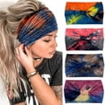 thumbnail image 4 of Diadema con estampado tie-dye para mujer, estilo europeo y americano, transpirable, elástica, para yoga, deportes, fitness, banda para el cabello de ala ancha, 4 of 6