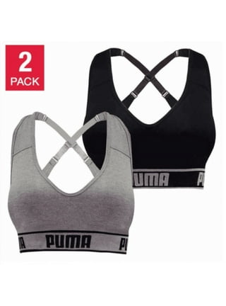 PUMA Womens Sports Bra 2pk Purple Gray Wicking Seamless Medium Impact XL  NIB 