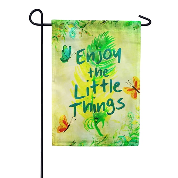 America Forever Enjoy The Little Things Garden Flag 12.5 x 18 inch Floral Inspirational Motivational Quote Positive Vibes Spring Summer Double Sided Outdoor Yard Decorative Flag