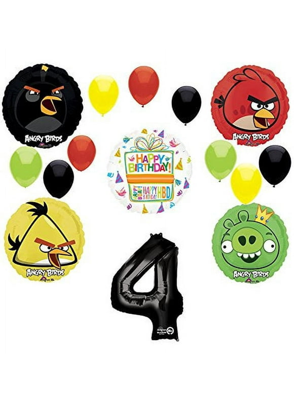 Angry Birds Party Supplies 4th Birthday Balloon Bouquet Decorations