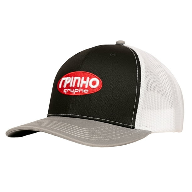 Grypho Gorra Institucional Trucker Negra Gris Bordado 3D Logo Rojo Ajustable