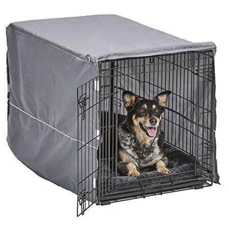 New World Double Door Dog Crate Kit | Dog Crate Kit Includes One Two-Door Dog Crate, Matching Gray Dog Bed & Gray Dog Crate Cover, 36-Inch Kit Ideal for Medium Dog Breeds
