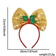 thumbnail image 2 of Christmas Headband for Kids Sequined Bow Headdress Party Decoration Red Large Bow Tie Holiday Hair Accessory Golden, 2 of 3