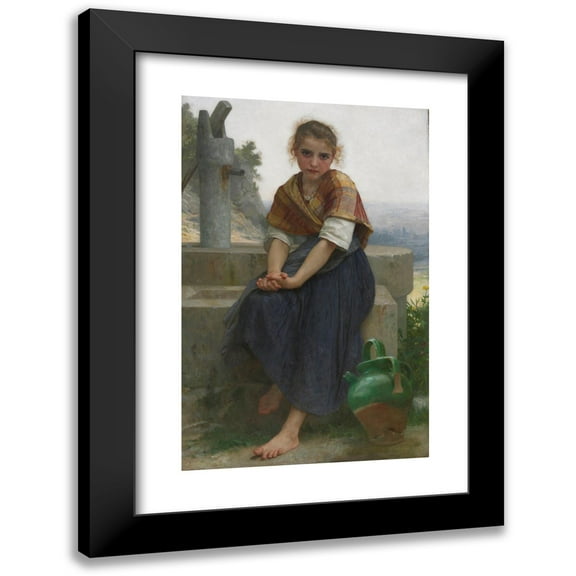 William Bouguereau 11x14 Black Modern Framed Museum Art Print Titled - The Broken Pitcher (1891)