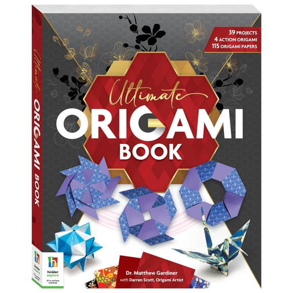 Hinkler: The Ultimate Origami Book - 352 Pages Guide, 39 Step-by-Step Projects, Action Models, 115 Origami Patterned & Colored Papers, Adult Crafting