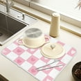 thumbnail image 2 of Yayeee Dish Drying Mat for Kitchen Counter 16" x 18" Microfiber Super Absorbent Coffee Decorative Pad, Pink Checkered Heart, 2 of 9
