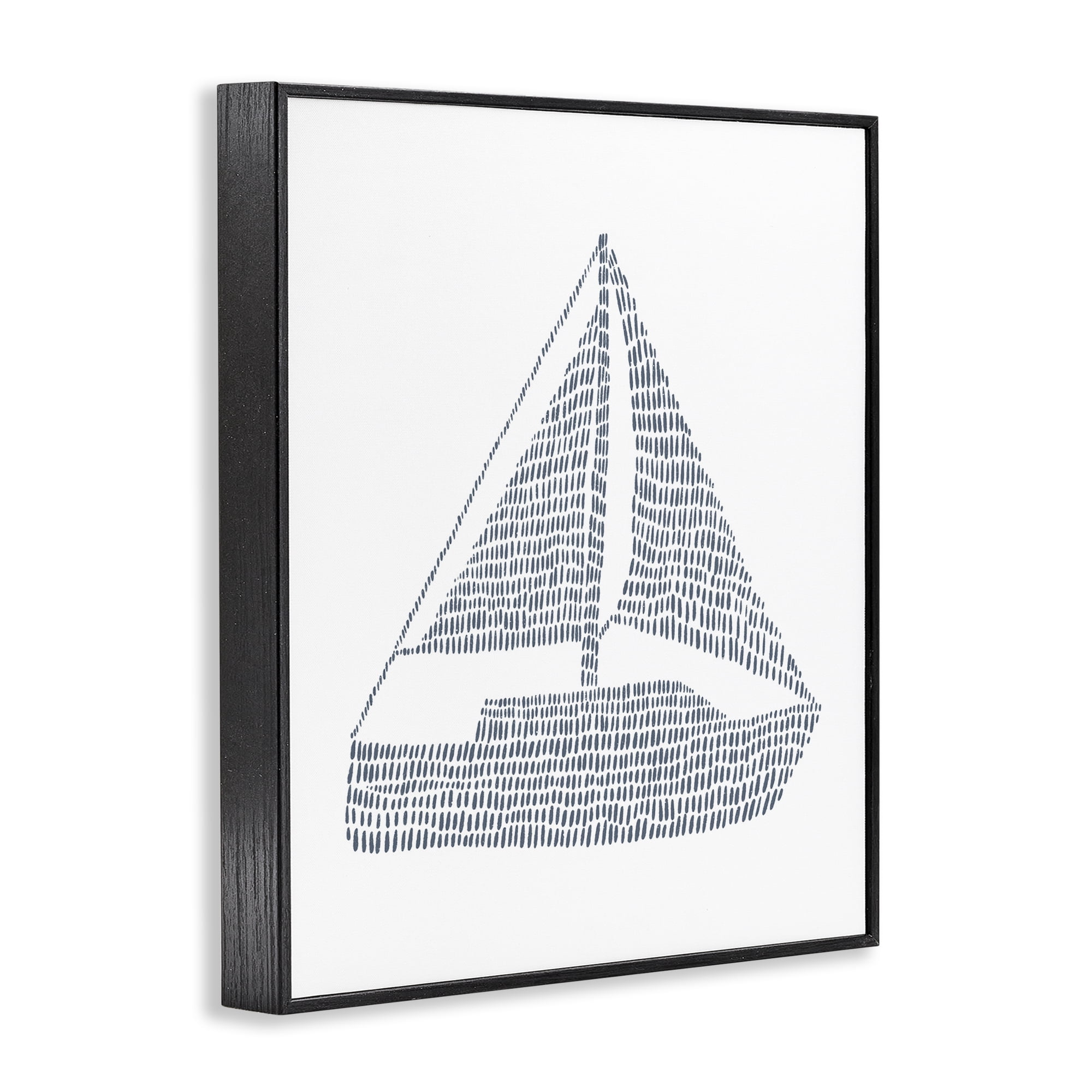 Stupell Industries Minimal Boat on White Coastal Painting Black Framed Art Print Wall Art, 16 x 20