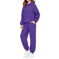 thumbnail image 2 of YUANxueke Kids 2-Piece Winter Sweatsuits Boys Girls Hoodie Sweatshirt with Kangaroo Pocket & Tapered Pants,Purple,Sizes 2-14, 2 of 8