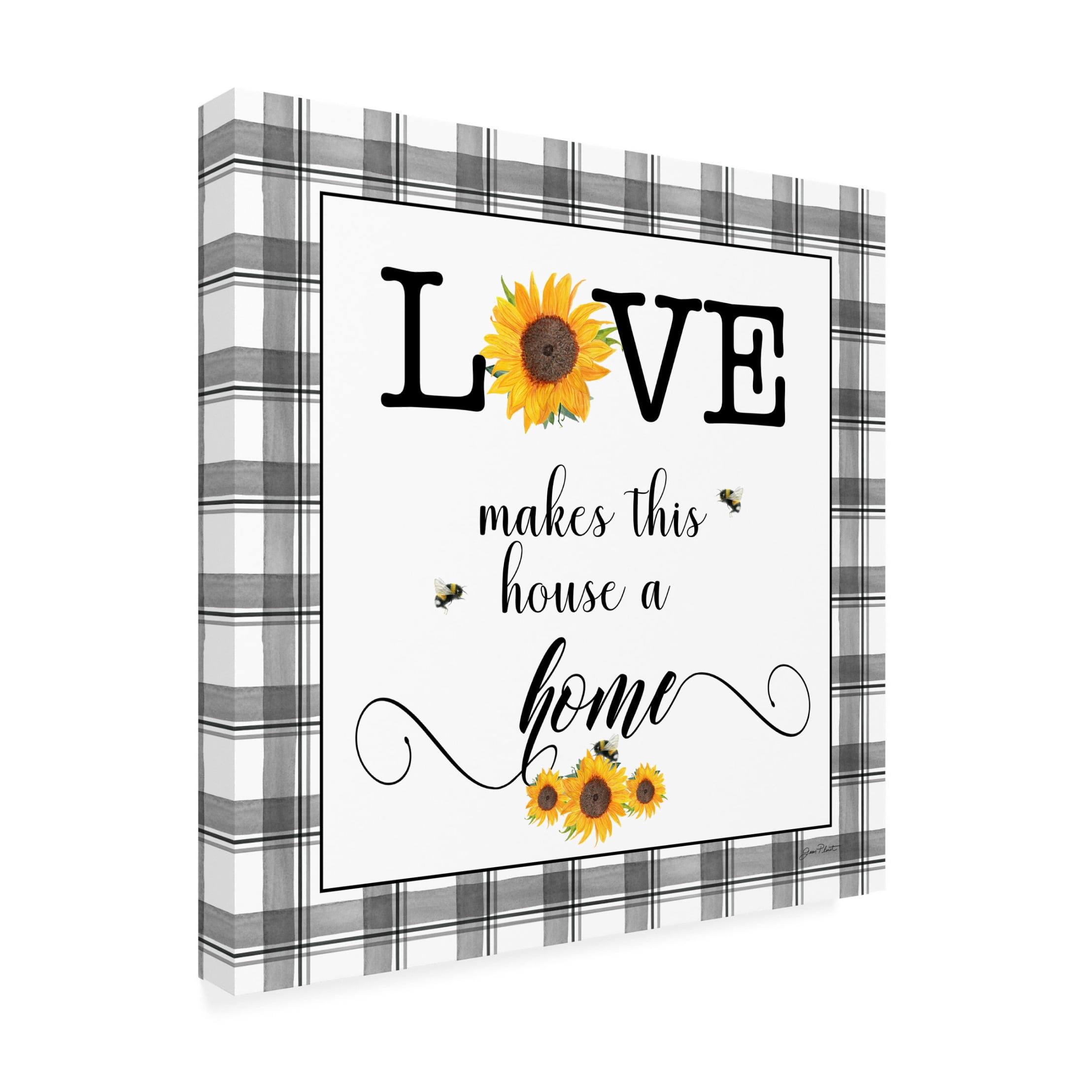 Canvas Wall Art - Jean Plout 'Lovely Plaid Sentiments B' Wall Art for Living Room, Bedroom, or Office Décor by Trademark Fine Art - 35 x 35 Inches