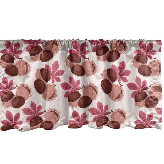 Ambesonne Exotic Valance Pack of 2, Chestnut Autumn Woods, 54"X12", Pink Redbrown and Blush
