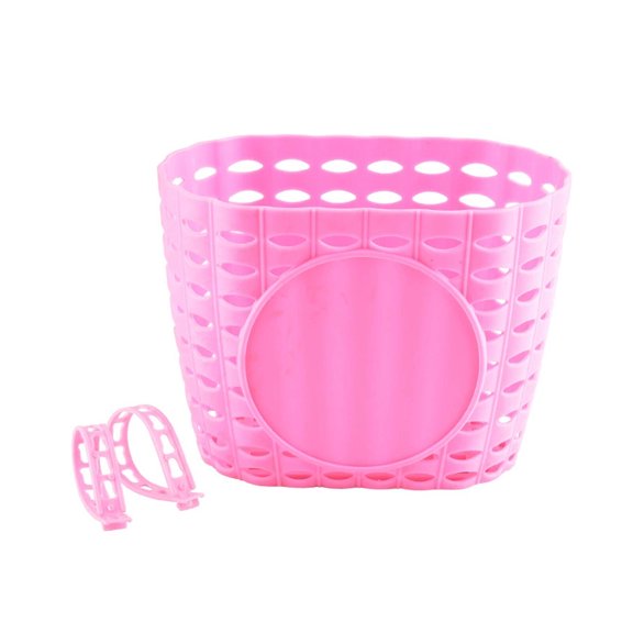 GJX Kids Scooter Basket,Long-lasting Plastic Material Scooter Front Basket for Kids,Secure Strap Design Large Storage Capacity Kids Skateboard Basket,Pink