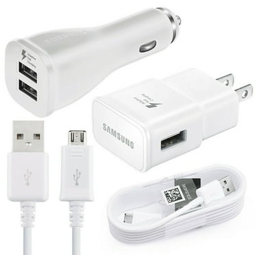 Original Samsung Galaxy J3 (2017) Adaptive Fast Charger Kit, Charger Kit with Car Charger, Wall Charger and 2x Micro USB Cable