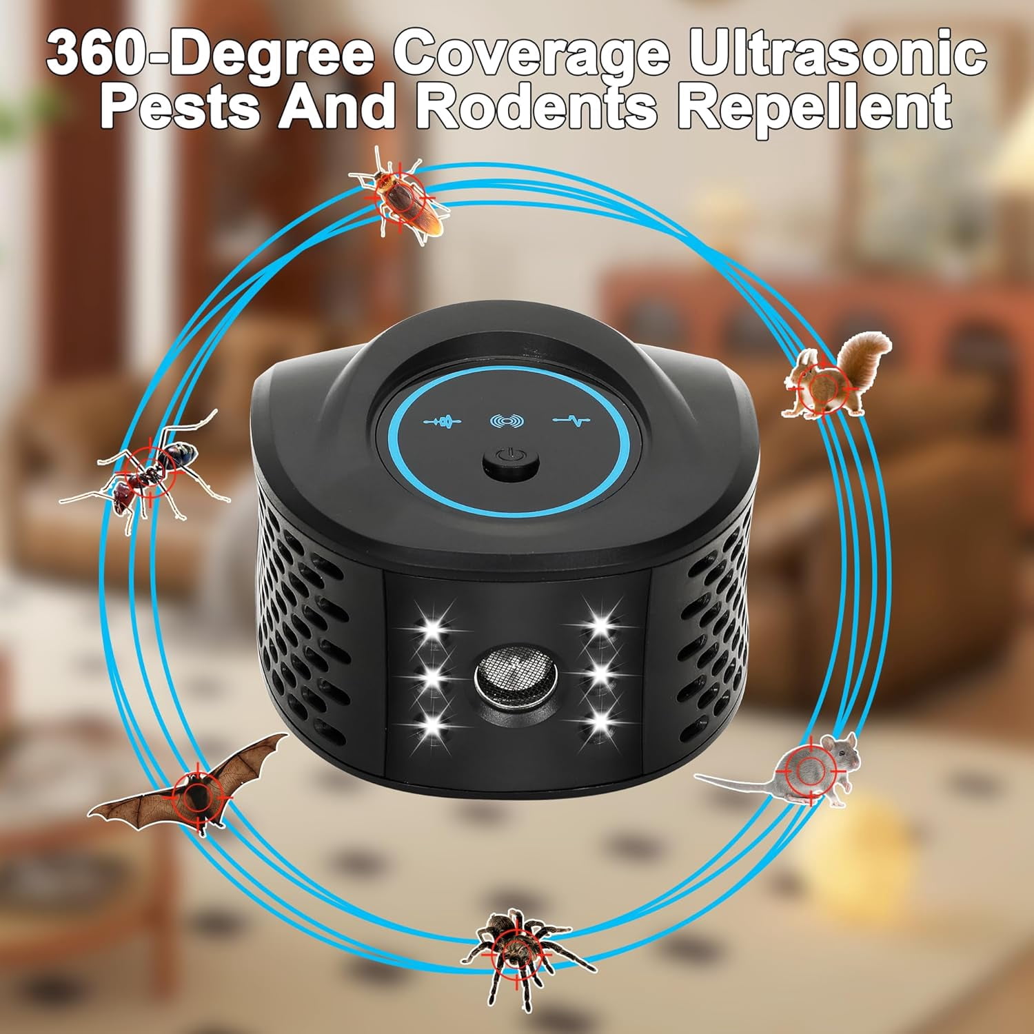 Mouse Repelent Ultrasonic Plug in, Mice Repelent Indoor Ultrasonic Pest Repeler 2026 Upgraded, 360° Ultrasonic Rodent Repelent with 4 Modes & LED Strobe Light for House Kitchen Garage Warehouse