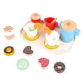 thumbnail image 1 of Tea Party Tableware Wooden Handicraft Toy Kitchen Pretend Play Set Cooking Coffee Bread For Toddlers Kids Birthday Gift Favors, 1 of 7