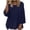 Dark Blue, variant on Ohufall Cotton Linen T Shirt for Women 3/4 Sleeve Plus Size Tops Solid Color Round Neck Fashion Casual Tshirt