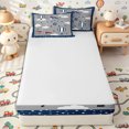 thumbnail image 4 of Erosebridal Cartoon Vintage Biplane Zipper Twin Comforter Sets with Fitted Sheet and 2 Pillowcases,Striped Balloon Cloud Print Zipper Bedding Set,Gray Navy Red White,4-Piece, 4 of 6