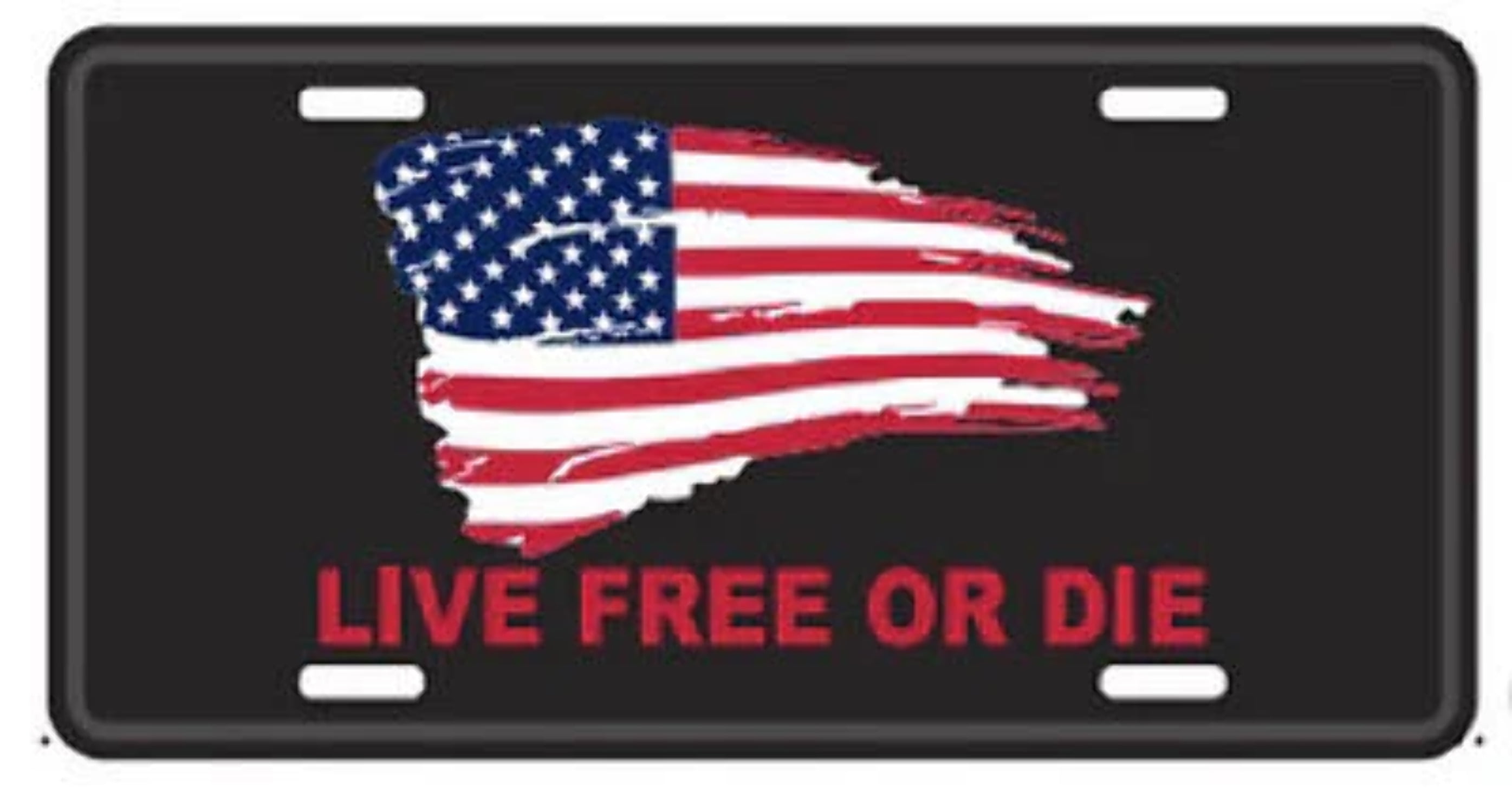 USA FLAG PATRIOTIC BLACK / WHITE TACTICAL Aluminum Embossed License Plate