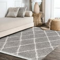 thumbnail image 4 of JONATHAN Y MERCER SHAG Mercer Shag Plush Tassel Moroccan Geometric Trellis Gray/Cream 3 ft. x 5 ft. Area Rug (MCR104C-3), 4 of 8