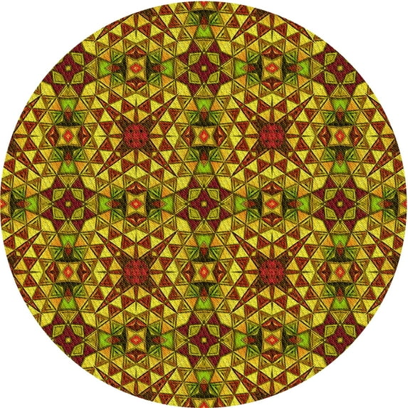 Ahgly Company Indoor Round Patterned Saffron Red Area Rugs, 6' Round
