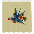 thumbnail image 3 of Ambesonne Retro Shower Curtain, Heart Bird and Rose Art, 69"Wx84"L, Multicolor, 3 of 3
