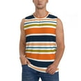 thumbnail image 2 of Lsque Colorful Pastel Stripes Print Men's Cotton Blend Sleeveless Muscle Shirts (S-3XL)- Moisture Wicking, Odor Protection, UPF 30+,Medium, 2 of 8