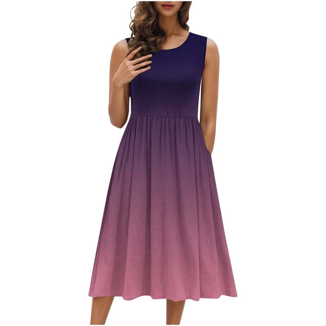 Taqqpue Robes d'Été Noires pour Femmes 2025 Robe Décontractée Ample Sans Manches Col Rond Ligne A Maxi Robe de Plage Voyage Vacances