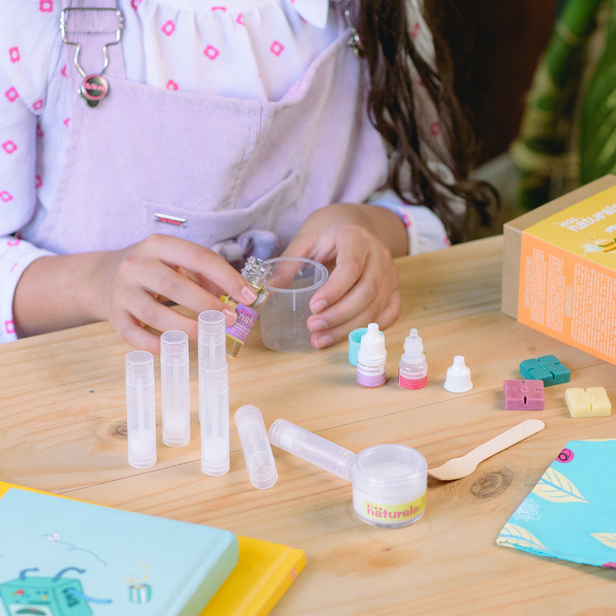 Kiss Naturals: Lip Balm Making - Make 6 Lip Balms, DIY Kids Beauty Craft, Organic Ingredients, Beeswax, Shea Butter, 2 Flavors, STEM Activity, Ages 6+