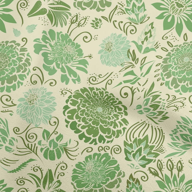 oneOone Silk Tabby Green Fabric Asian Chinese Flower Craft Projects Decor Fabric Printed By The Yard 42 Inch Wide