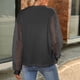 thumbnail image 4 of Suéter de manga larga con encaje y detalle calado, cuello redondo, gris oscuro, talla M - Perfecto para otoño invierno, 4 of 6