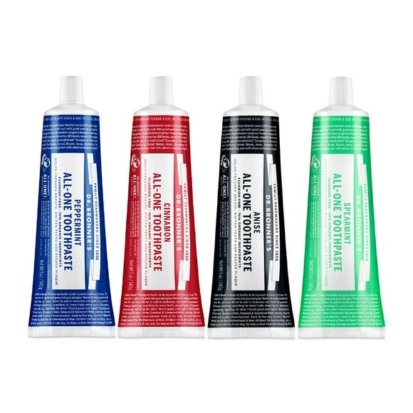 Dr. Bronner&acirc;&128;&153;s - Dentifrice Tout-en-un Assortiment - Menthe Poivrée, Cannelle, Anis, & Menthe Verte, 70 % Ingrédients Biologiques, Naturel & Efficace, Fluoré-Fris
