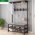 thumbnail image 4 of LUOLUO 5-in-1 Hall Tree with Bench and Storage,Entryway Coat Rack with 10 Hooks & 2 Tier Shoe Storage, for Entryway, Bedroom, Gray, 4 of 8