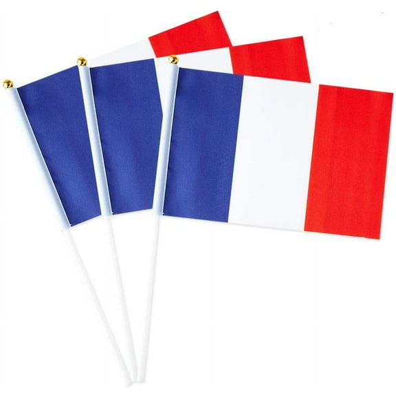 3pcsFrance Flag French Flag, Small Mini Handheld France Flags on Stick, Ideal for Party Parades Sports Events Patriotic Festival Decorations France