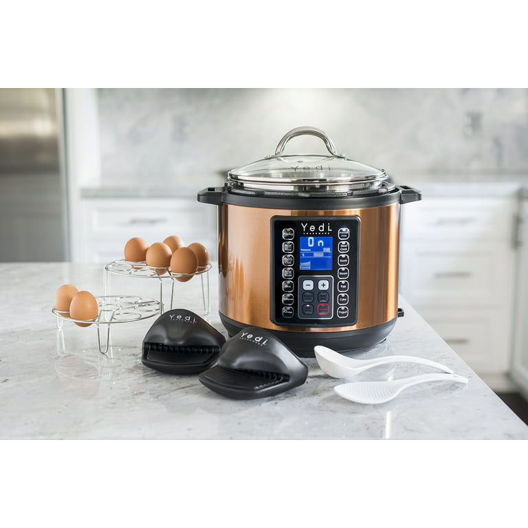 Yedi 9-in-1 Total Package Instant Programmable Pressure Cooker, 6 Quart,  Deluxe Accessory kit, Recipes, Pressure Cook, Slow Cook, Rice Cooker,  Yogurt Maker, Egg Cook, Saut, Steamer, Copper 