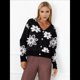 thumbnail image 4 of Cárdigan de Punto con Estampado Floral y Botones para Mujer, Cuello en V y Hombros Caídos Negro XXL, 4 of 9