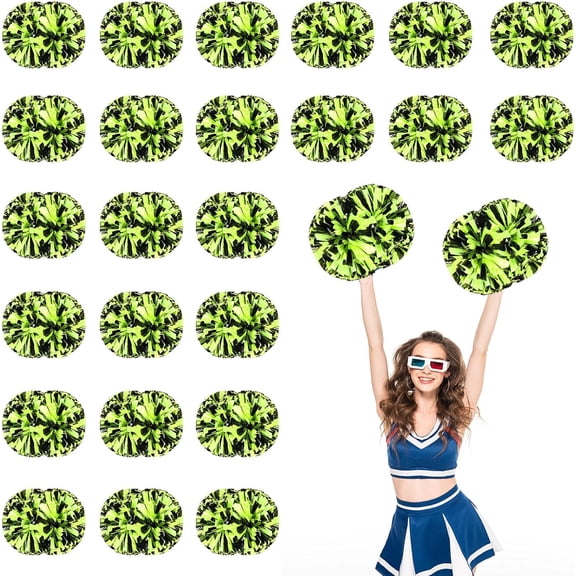 24 PCS pom poms Cheerleading,13.8inch for Sports Teams, Dance Training, and Party Celebrations with Handle