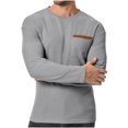 thumbnail image 2 of Zedker Mens Thermal Waffle Shirt Lightweight Round Neck Long Sleeve Tops Casual Slim Fit Athletic Sport Blouses with Pocket, 2 of 9