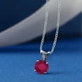 thumbnail image 2 of Gem Stone King 925 Sterling Silver Red Ruby Pendant Necklace for Women | 0.55 Cttw | Gemstone July Birthstone | Round 5MM | With 18 inch Chain, 2 of 4