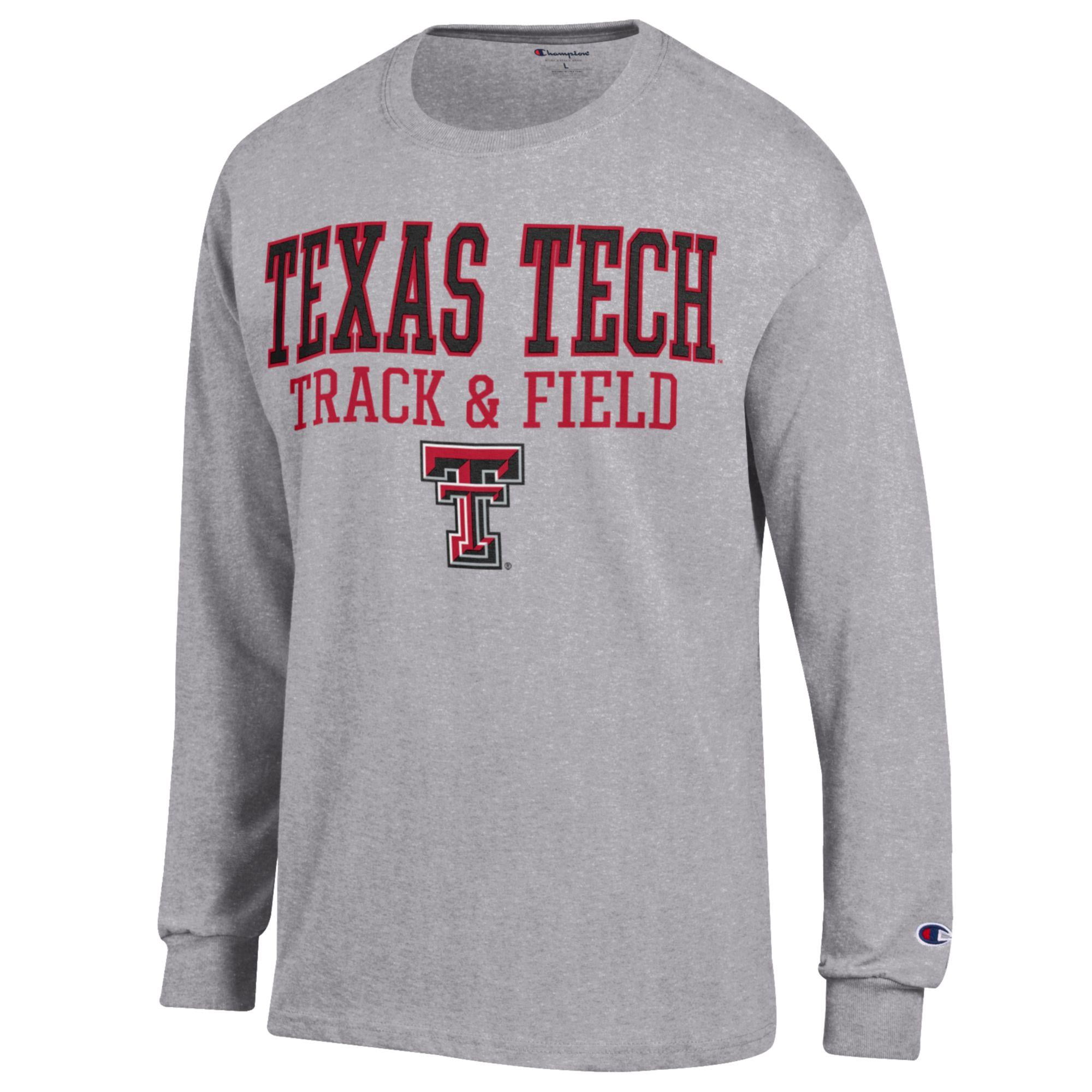 Men's Champion  Gray Texas Tech Red Raiders Track & Field Stack Long Sleeve T-Shirt