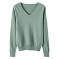 thumbnail image 2 of Royisotas Womens Sweaters Green Pullover Knit Crewneck Solid Color Sweater Tops for Women Fashion, 2 of 6