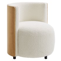 Accent Chair, Ivory White, Fabric, Wood, Living Room Lounge Cafe Lobby Hospitality Restaurant, Modern Contemporary, HB37377