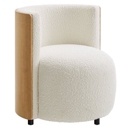 Accent Chair, Ivory White, Fabric, Wood, Living Room Lounge Cafe Lobby Hospitality Restaurant, Modern Contemporary, HB37377