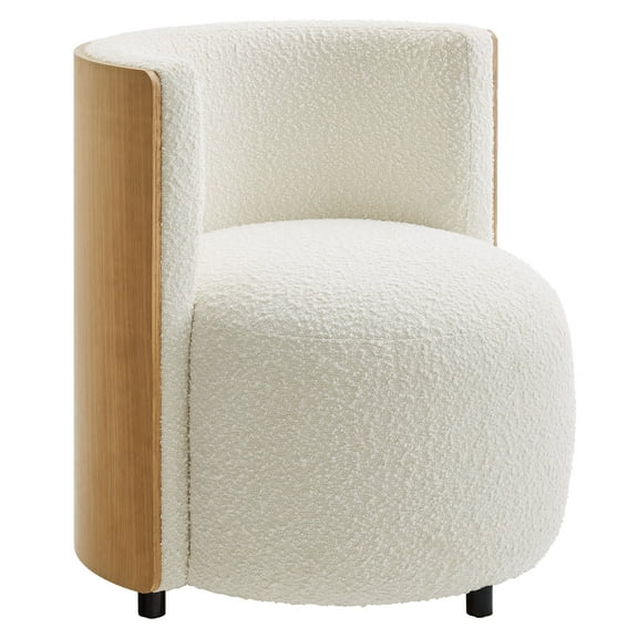 Accent Chair, Ivory White, Fabric, Wood, Living Room Lounge Cafe Lobby Hospitality Restaurant, Modern Contemporary, HB37377