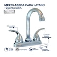 thumbnail image 2 of Llave Mezcladora Baño Lavabo Alfa  Cromado de Acero Inoxidable Manerales Garza, 2 of 2
