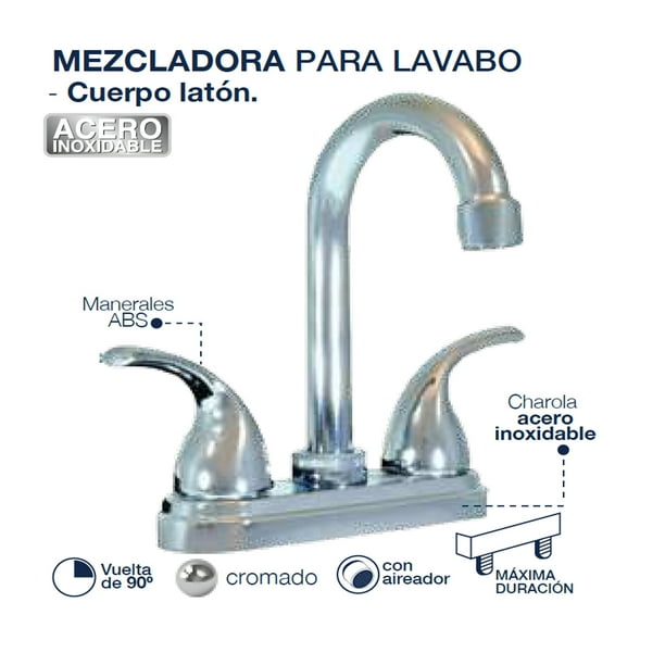 Llave Mezcladora Baño Lavabo Alfa Cromado de Acero Inoxidable